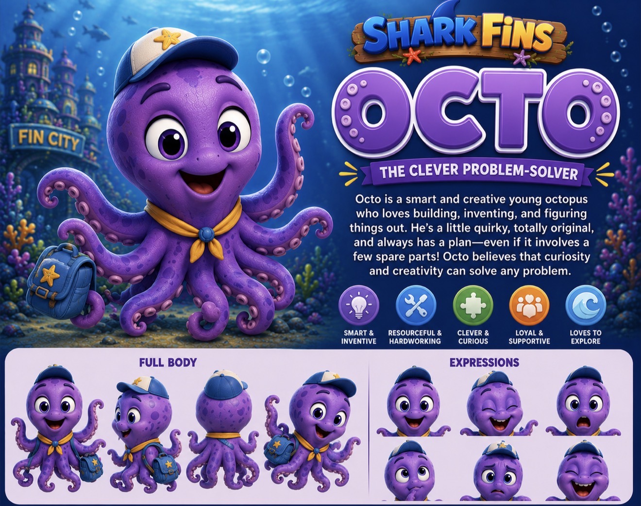 Octo, The Clever Problem-Solver, character sheet